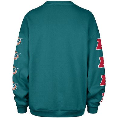 Women's '47 Aqua Miami Dolphins Go Big Oversized Pullover Sweatshirt