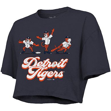 Women's Majestic Threads Navy Detroit Tigers Boxy Crop T-Shirt