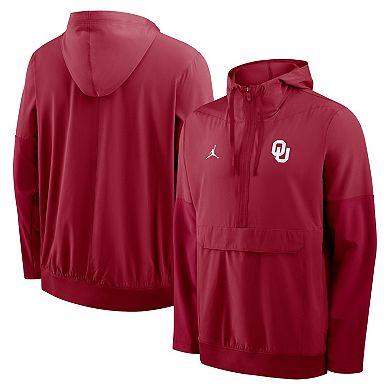 Men's Nike Crimson Oklahoma Sooners Anorak Half-Zip Hoodie Jacket