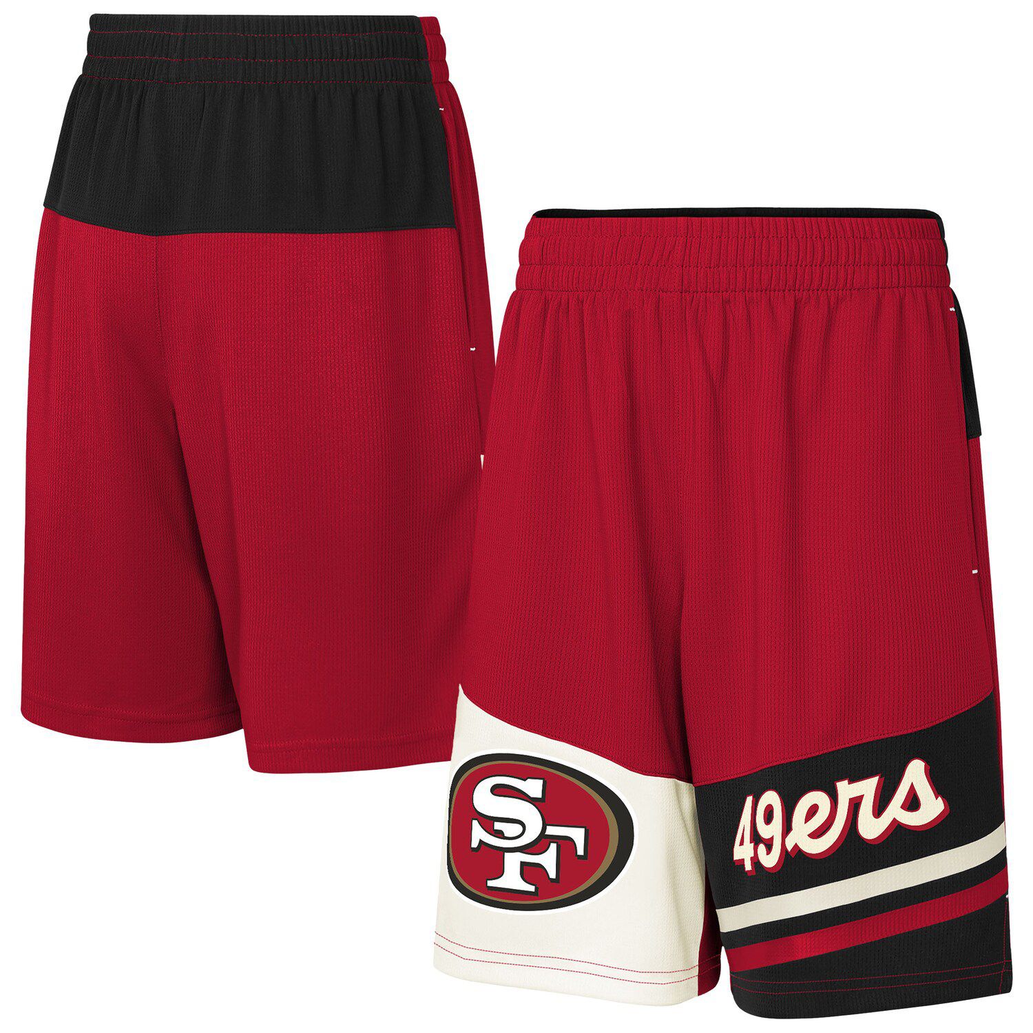 thumbnail image 2 of Men's San Francisco 49ers Polyester Shorts – Black NFL Team Apparel With Pockets 2 of 5