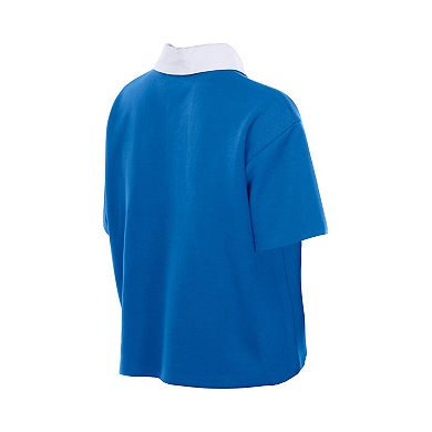Women's New Era Blue Detroit Lions Throwback Boxy Cropped Polo