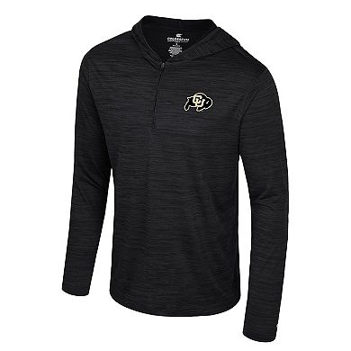 Men's Colosseum Black Colorado Buffaloes Always Sunny Lightweight Quarter-Zip Hoodie