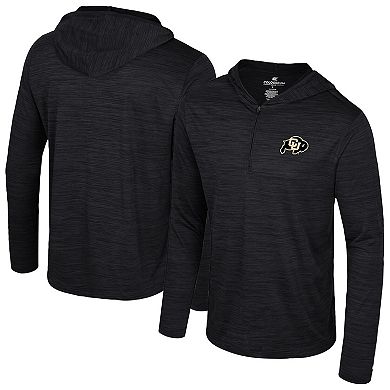Men's Colosseum Black Colorado Buffaloes Always Sunny Lightweight Quarter-Zip Hoodie
