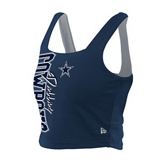 Women's New Era Navy/Gray Dallas Cowboys Reversible Cropped Sport Classics Tank Top