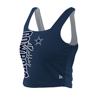 Women's New Era Navy/Gray Dallas Cowboys Reversible Cropped Sport Classics Tank Top