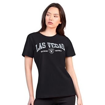 Women's G-III 4Her by Carl Banks Black Las Vegas Raiders Super-Slim Lightweight Winning Crew T-Shirt