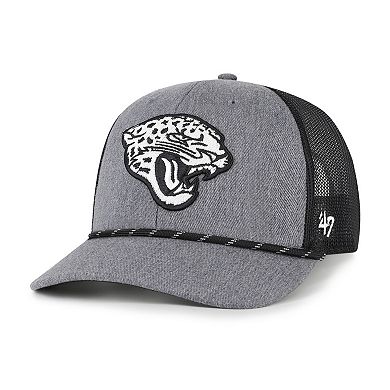 Men's '47 Heather Charcoal Jacksonville Jaguars Carbon Rope Trucker Adjustable Hat