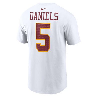 Men's Nike Jayden Daniels White Washington Commanders Player Name & Number T-Shirt