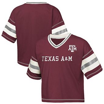 Girls Youth Maroon Texas A&M Aggies Grid Iron V-Neck T-Shirt