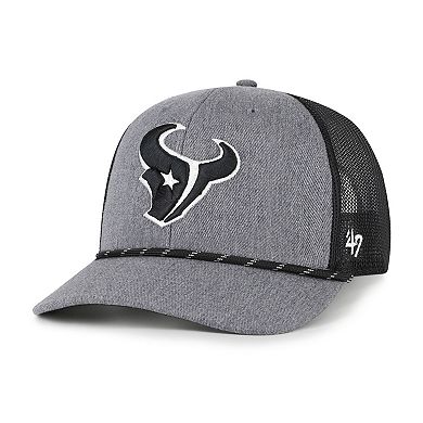 Men's '47 Heather Charcoal Houston Texans Carbon Rope Trucker Adjustable Hat
