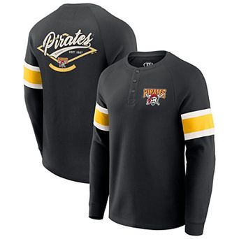 Men's Darius Rucker Collection by Fanatics Black Pittsburgh Pirates Waffle-Knit Raglan Long Sleeve Henley T-Shirt