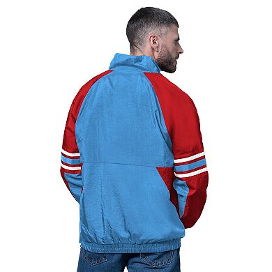 Men's Starter Light Blue Houston Oilers Gridiron Classics Vintage Logo Prospect Half-Zip Pullover