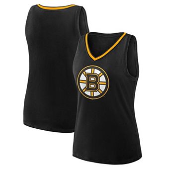 Women's Logo Athletic Black Boston Bruins Stellar Win V-Neck Tank Top
