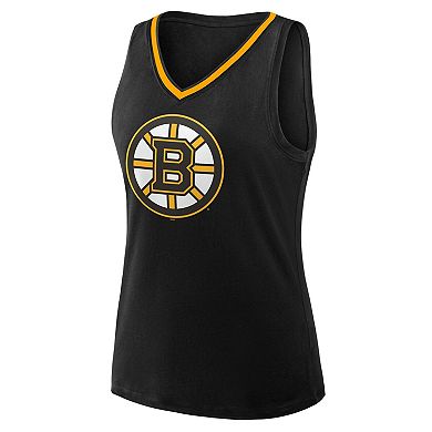 Women's Logo Athletic Black Boston Bruins Stellar Win V-Neck Tank Top