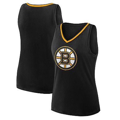 Women's Logo Athletic Black Boston Bruins Stellar Win V-Neck Tank Top