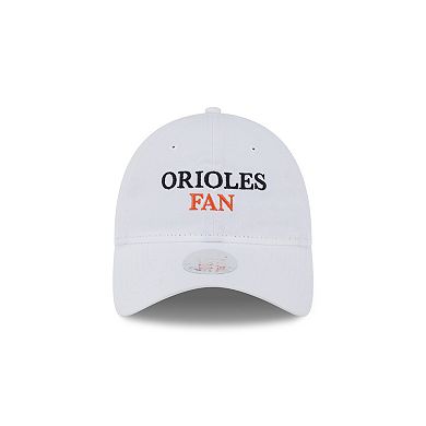 Women's New Era White Baltimore Orioles Team Fan 9TWENTY Adjustable Hat