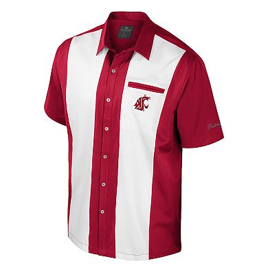 Men's Colosseum Crimson Washington State Cougars Strike Bowling Button-Up Shirt
