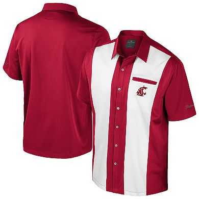 Men's Colosseum Crimson Washington State Cougars Strike Bowling Button-Up Shirt