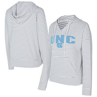 Men's Concepts Sport White/Gray North Carolina Tar Heels French Terry Striped V-Neck Pullover Hoodie