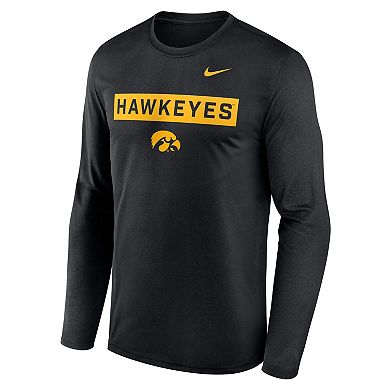 Men's Nike Black Iowa Hawkeyes Primetime Campus 2-Hit Legend Long Sleeve T-Shirt