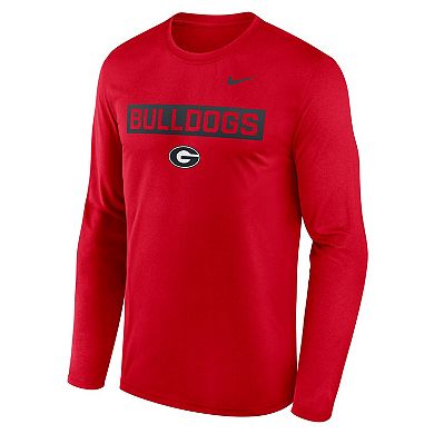 Men's Nike Red Georgia Bulldogs Primetime Campus 2-Hit Legend Long Sleeve T-Shirt
