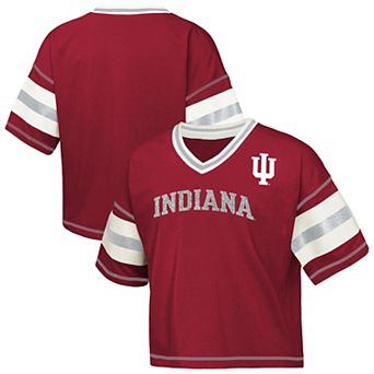 Girls Youth Crimson Indiana Hoosiers Grid Iron V-Neck T-Shirt