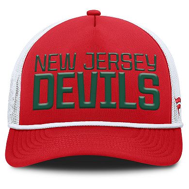 Men's Fanatics Red/White New Jersey Devils Heritage Dutch A-Frame Trucker Adjustable Hat