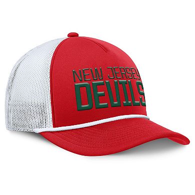 Men's Fanatics Red/White New Jersey Devils Heritage Dutch A-Frame Trucker Adjustable Hat