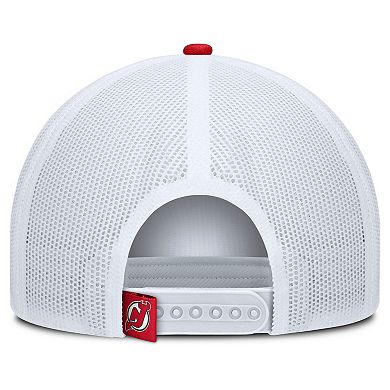 Men's Fanatics Red/White New Jersey Devils Heritage Dutch A-Frame Trucker Adjustable Hat