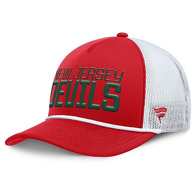 Men's Fanatics Red/White New Jersey Devils Heritage Dutch A-Frame Trucker Adjustable Hat