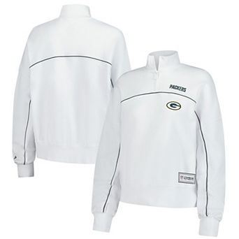 Women's New Era White Green Bay Packers Functional Fandom Quarter-Zip Sweatshirt