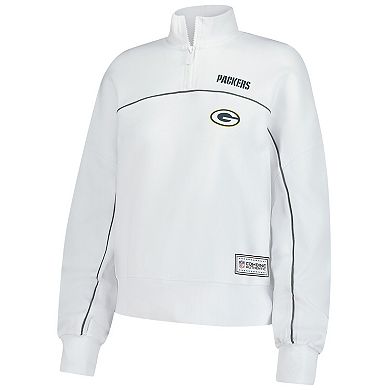 Women's New Era White Green Bay Packers Functional Fandom Quarter-Zip Sweatshirt