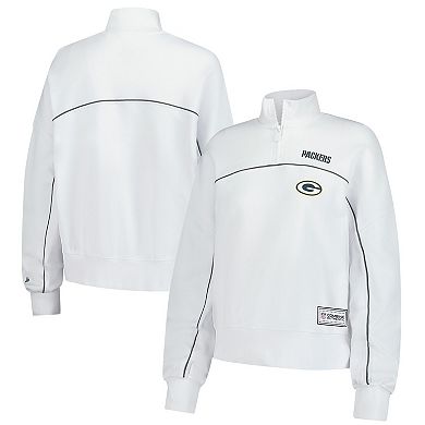 Women's New Era White Green Bay Packers Functional Fandom Quarter-Zip Sweatshirt