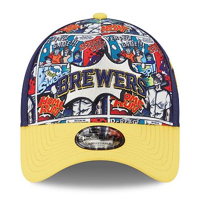 Youth New Era Navy/Gold Milwaukee Brewers 2025 MLB Diamond Hero Edition A-Frame 9FORTY Adjustable Hat
