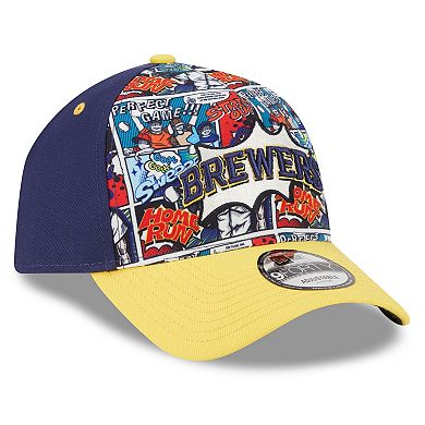 Youth New Era Navy/Gold Milwaukee Brewers 2025 MLB Diamond Hero Edition A-Frame 9FORTY Adjustable Hat