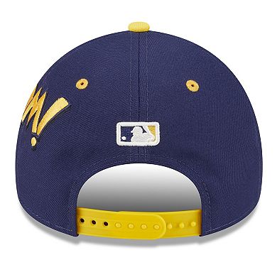 Youth New Era Navy/Gold Milwaukee Brewers 2025 MLB Diamond Hero Edition A-Frame 9FORTY Adjustable Hat