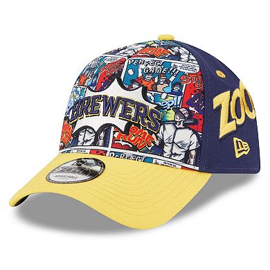 Youth New Era Navy/Gold Milwaukee Brewers 2025 MLB Diamond Hero Edition A-Frame 9FORTY Adjustable Hat