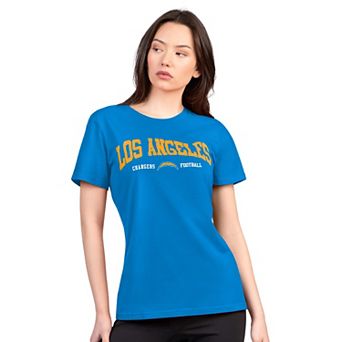 Women's G-III 4Her by Carl Banks Powder Blue Los Angeles Chargers Super-Slim Lightweight Winning Crew T-Shirt