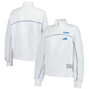 Women's New Era White Detroit Lions Functional Fandom Quarter-Zip Sweatshirt