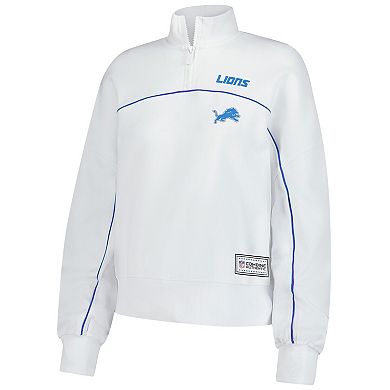 Women's New Era White Detroit Lions Functional Fandom Quarter-Zip Sweatshirt