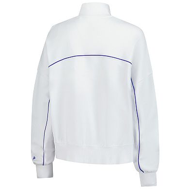 Women's New Era White Detroit Lions Functional Fandom Quarter-Zip Sweatshirt