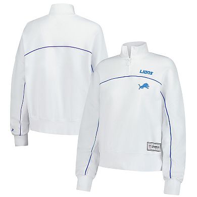 Women's New Era White Detroit Lions Functional Fandom Quarter-Zip Sweatshirt