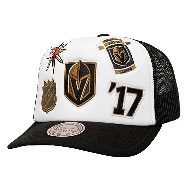 Men's Mitchell & Ness White/Black Vegas Golden Knights Gridlock Trucker Adjustable Hat