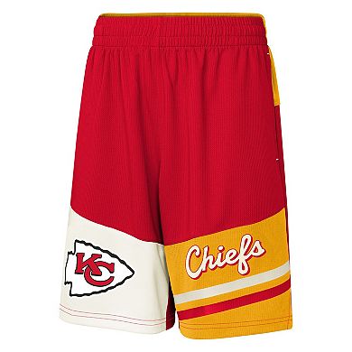 Youth Red Kansas City Chiefs Fandemonium Mesh Shorts