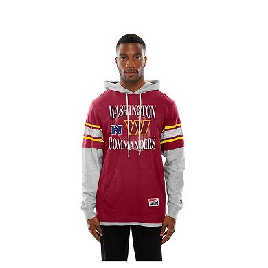 Men's New Era Burgundy Washington Commanders Twofer Layered Long Sleeve Hoodie T-Shirt