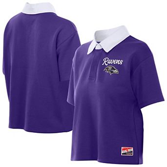 Women's New Era Purple Baltimore Ravens Throwback Boxy Cropped Polo