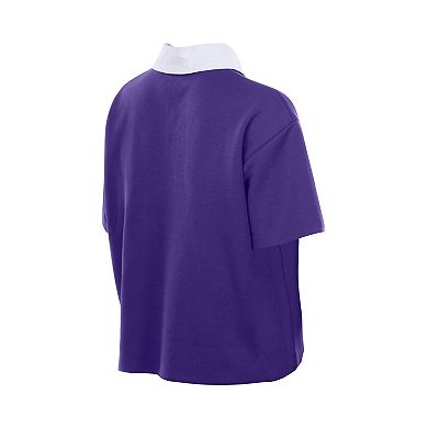 Women's New Era Purple Baltimore Ravens Throwback Boxy Cropped Polo