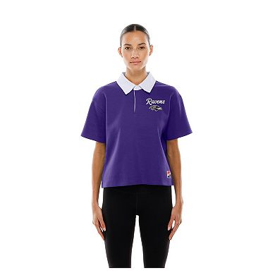 Women's New Era Purple Baltimore Ravens Throwback Boxy Cropped Polo