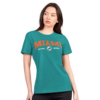 Women's G-III 4Her by Carl Banks Aqua Miami Dolphins Super-Slim Lightweight Winning Crew T-Shirt