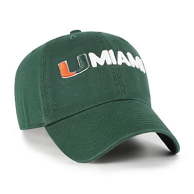 Men's '47 Green Miami Hurricanes Clean Up Adjustable Hat
